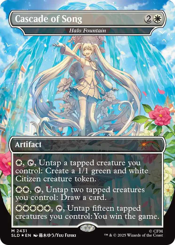 Halo Fountain als Cascade of Song — randloses Miku-Artwork